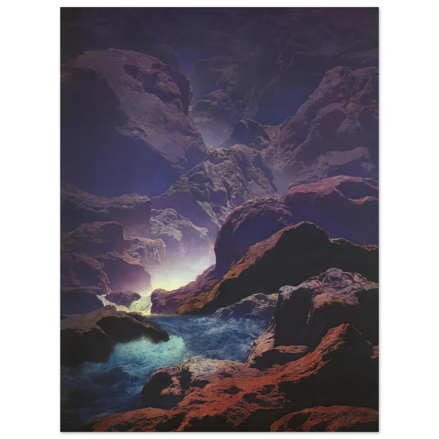 Maxfield Parrish - Moonlight Wall Art - 30x40 cm / 12x16 inches - Premium Wooden Framed Poster With Fine Art Paper-canvas - Black frame
