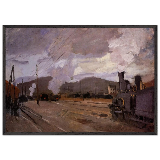 The Railroad Station at Argenteuil - claude monet 70x100 cm / 28x40 inches Framed Art Print – Black Wooden Frame