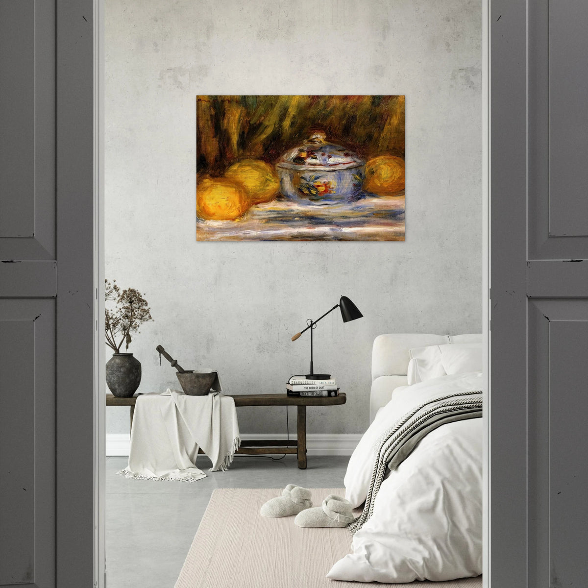 Sugar Bowl and Lemons - Pierre-Auguste Renoir Brushed Aluminum Print - 70x100 cm / 28x40 inches | Pierre-Auguste Renoir Aluminum Print | Pierre-Auguste Renoir Prints