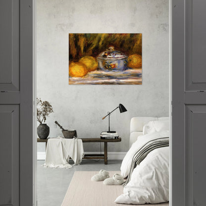 Sugar Bowl and Lemons - Pierre-Auguste Renoir Brushed Aluminum Print - 70x100 cm / 28x40 inches | Pierre-Auguste Renoir Aluminum Print | Pierre-Auguste Renoir Prints