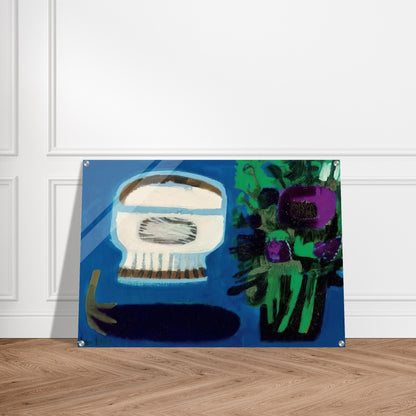 Aubergine and flowers - 1968 - Mary Fedden Acrylic Print - 70x100 cm / 28x40″ inches