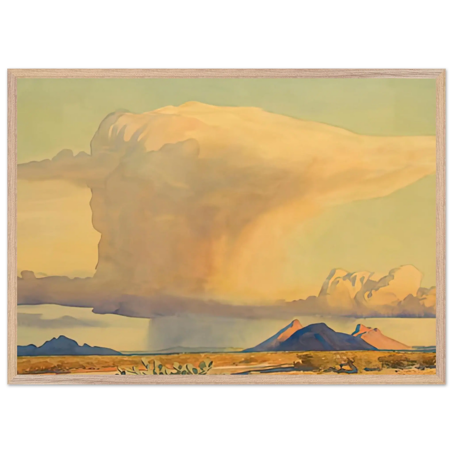 Maynard Dixon - DROUGHT AND DOWNPOUR 1944 Wall art - 21x29.7 cm / 8x12" - Premium Wooden Framed Poster With Fine Art Paper - Black frame