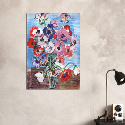 ANEMONES 1937 - Raoul Dufy Brushed Aluminum Print - 70x100 cm / 28x40 inches | Raoul Dufy Aluminum Print | Raoul Dufy Prints