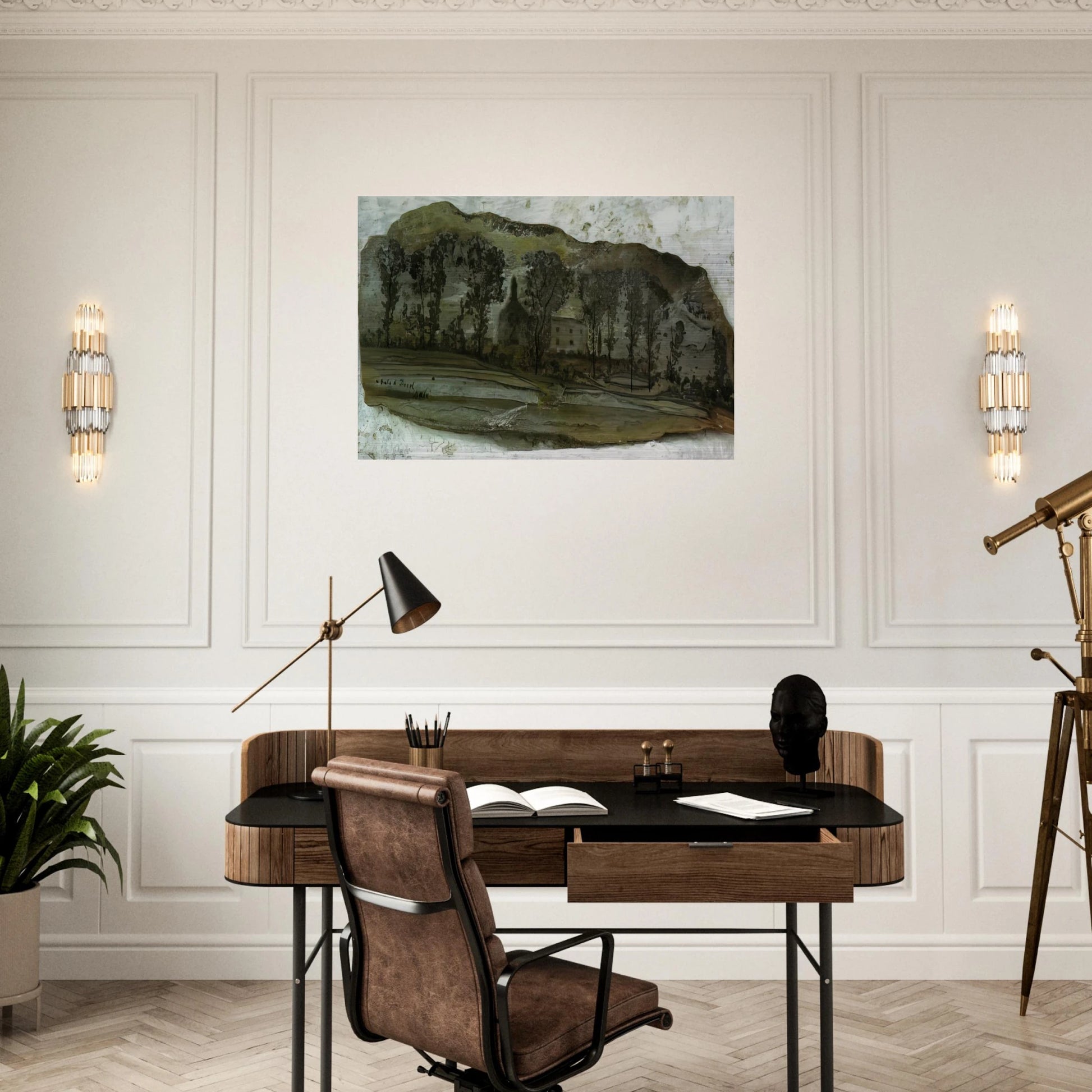 VIEW OF PUBOL - Salvador Dali Brushed Aluminum Print - 70x100 cm / 28x40 inches | Salvador Dali Aluminum Print | Salvador Dali Prints