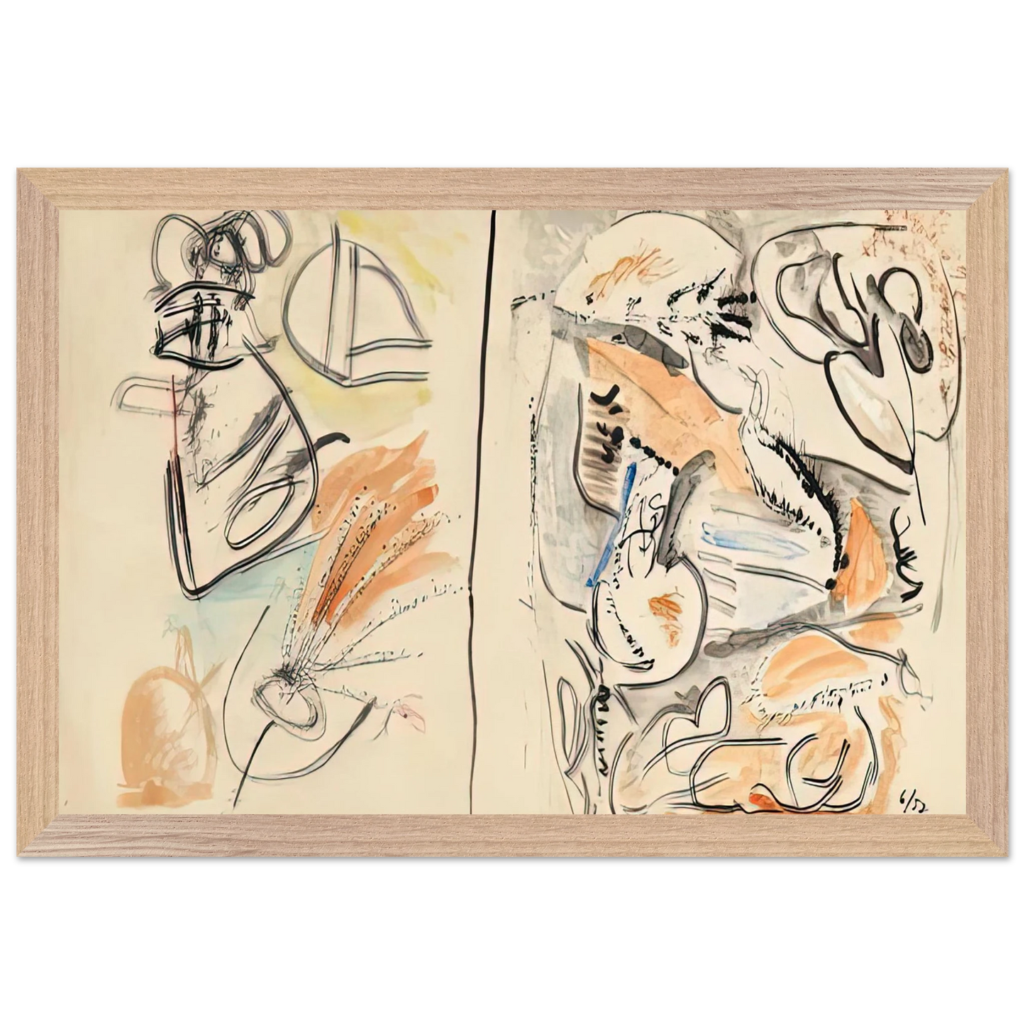 Helen Frankenthaler - Window Shade No. 2, 1952- Wall Art - 30x40 cm / 12x16 inches - Premium Wooden Framed Poster With Fine Art Paper-canvas - Wood frame