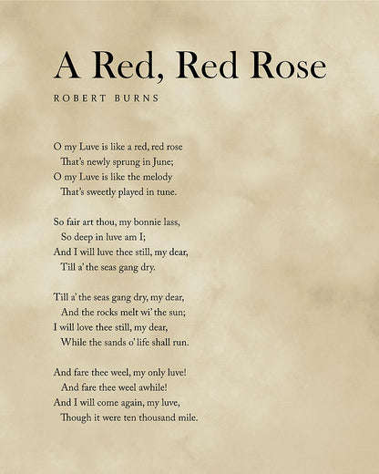 A Red, Red Rose by Robert Burns - Fine Art Print | RedKalion