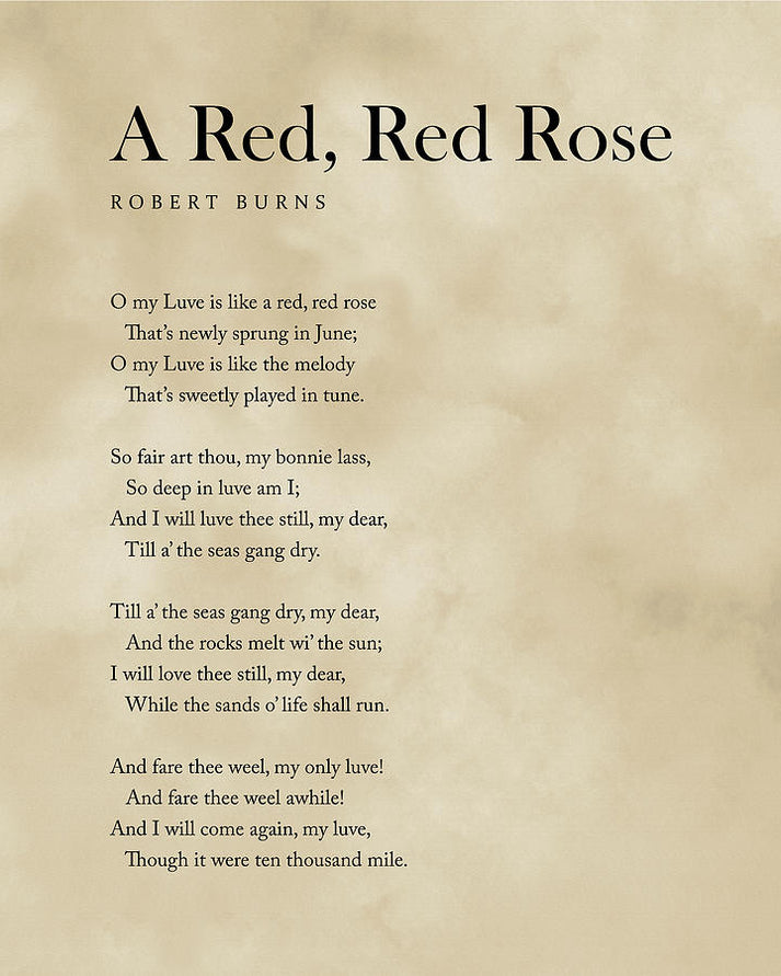 A Red, Red Rose by Robert Burns - Fine Art Print | RedKalion