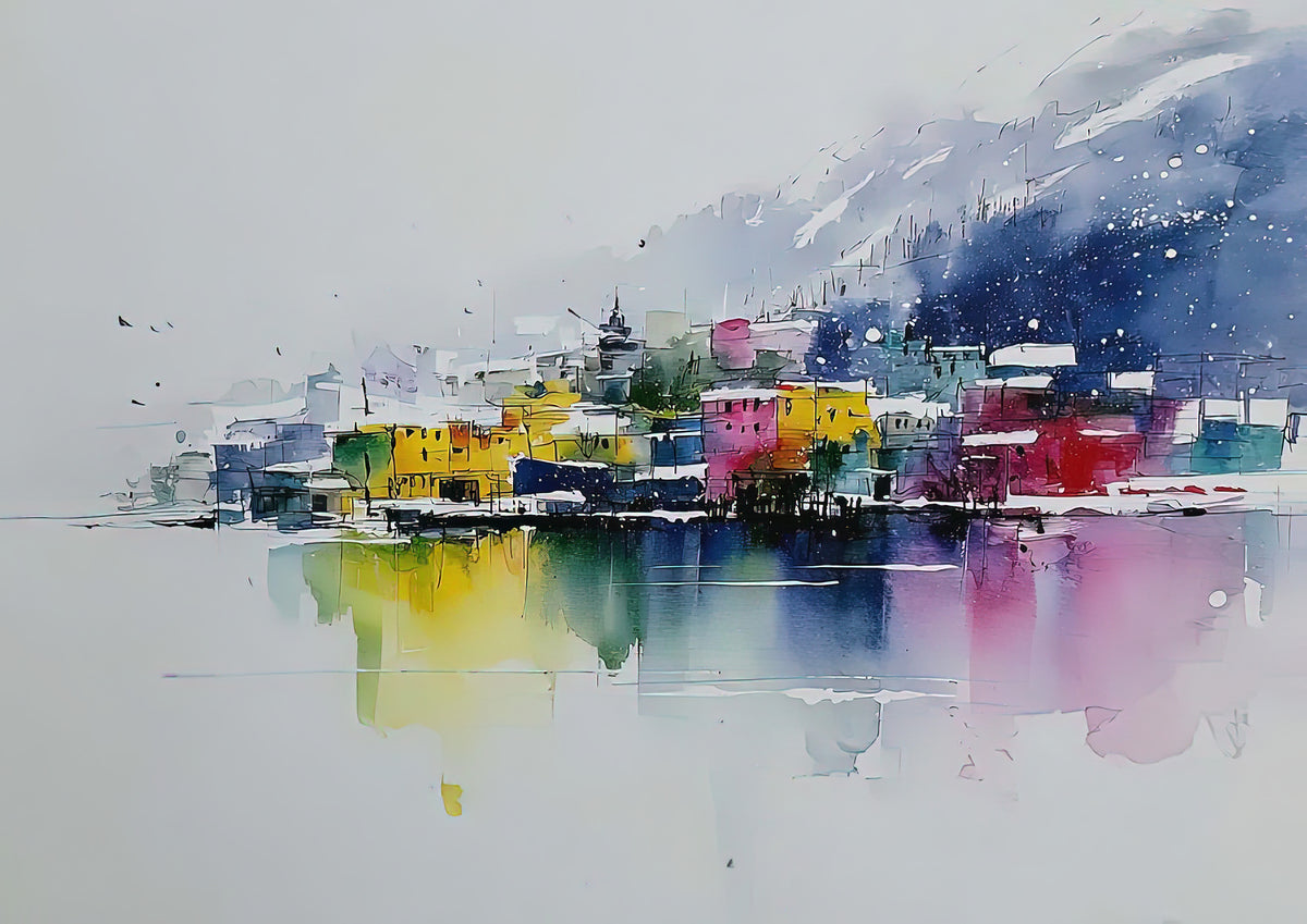 Alaska Landscapes Reflection Art Print | Whittier Winter Skyline | RedKalion
