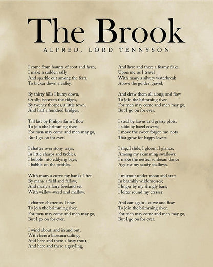 Alfred Lord Tennyson Poems Art Print | The Brook Typography | RedKalion
