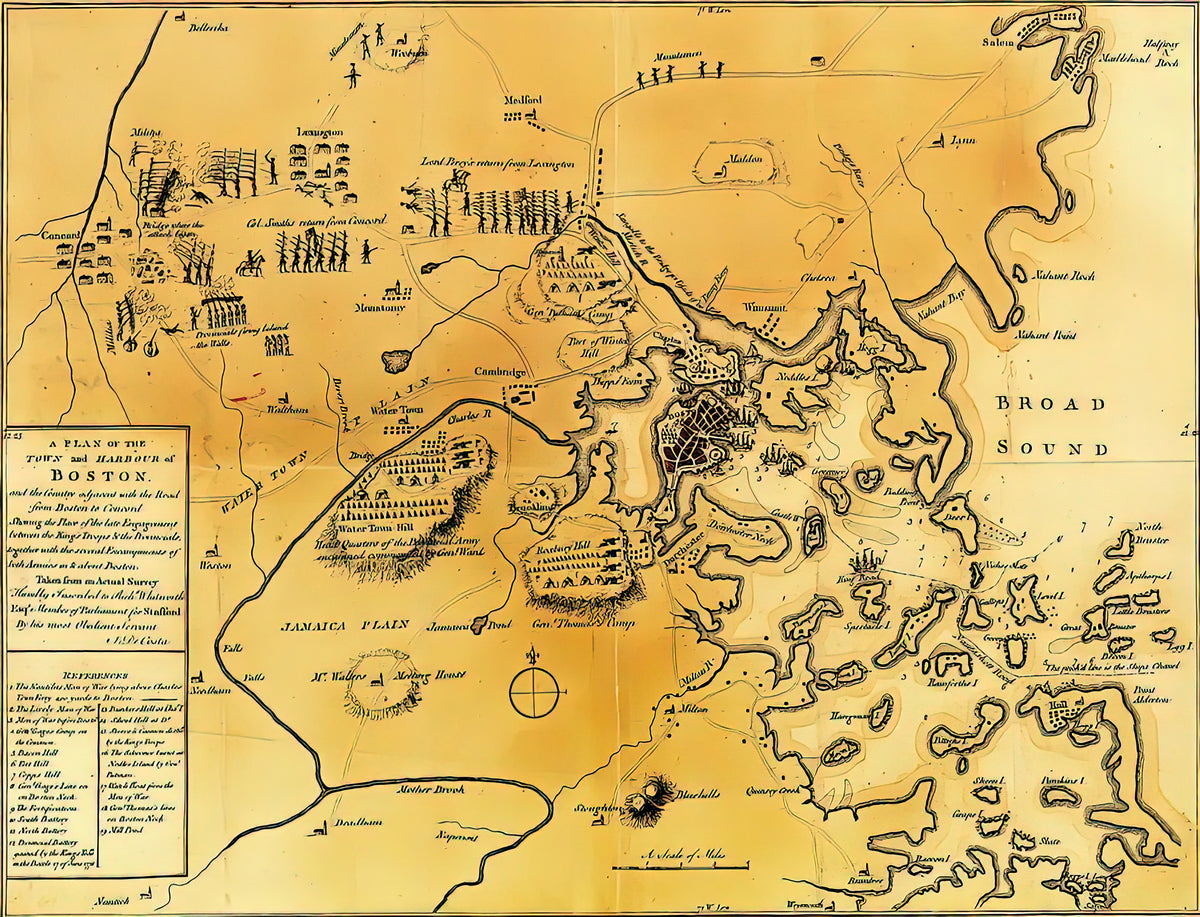 Antique Battle of Lexington and Concord 1775 Map | Fine Art Print | RedKalion
