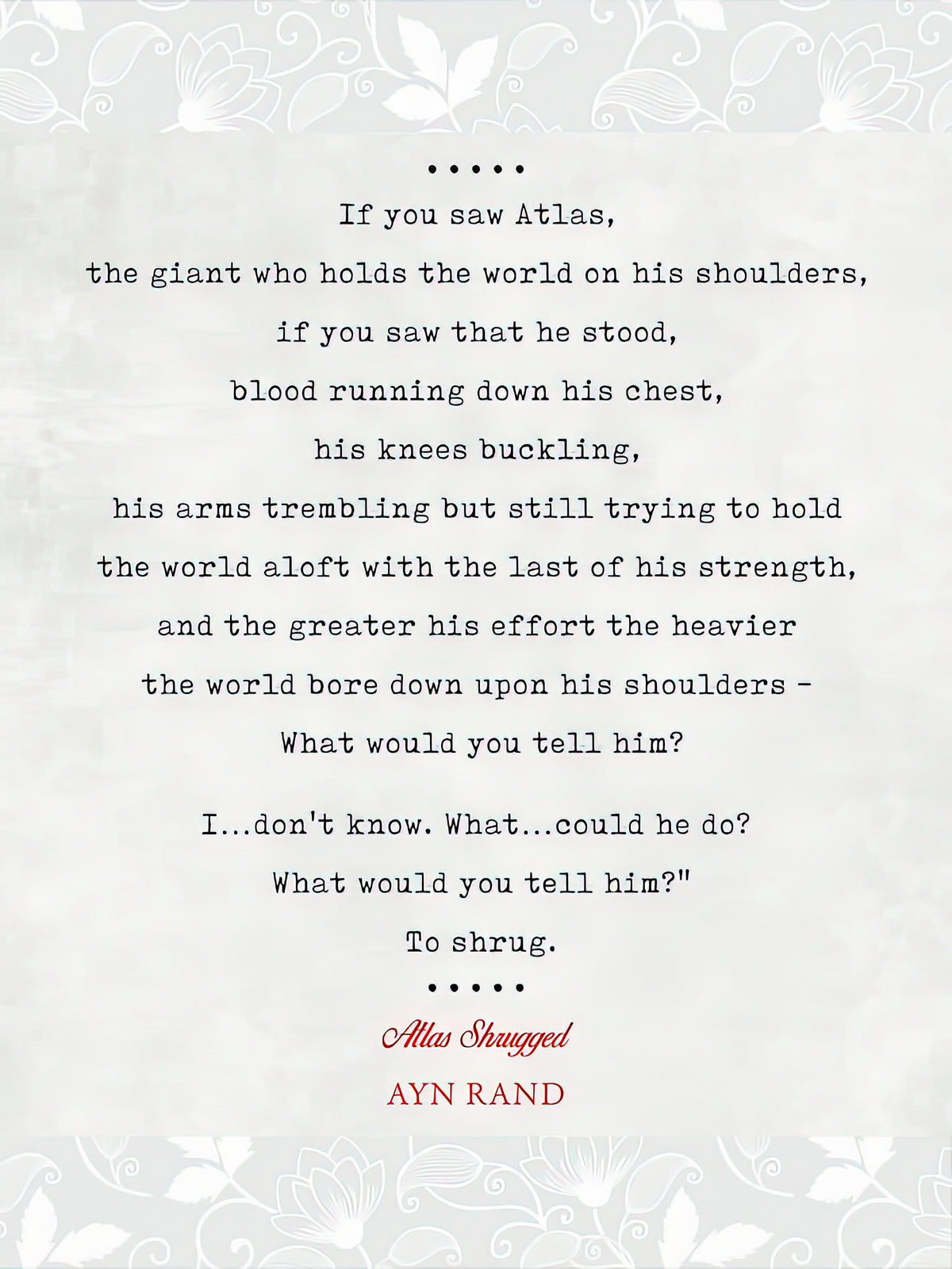 Atlas Shrugged Quotes Art Print | Premium Fine Art Print | RedKalion