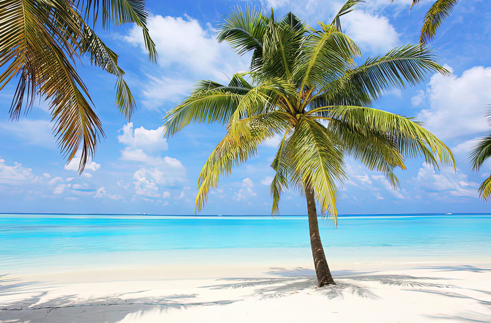 Beach Palm Trees Art Print | Tropical Beach Fine Art Print | RedKalion