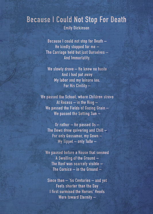 Because I Could Not Stop For Death by Emily Dickinson Poem Art Print | RedKalion