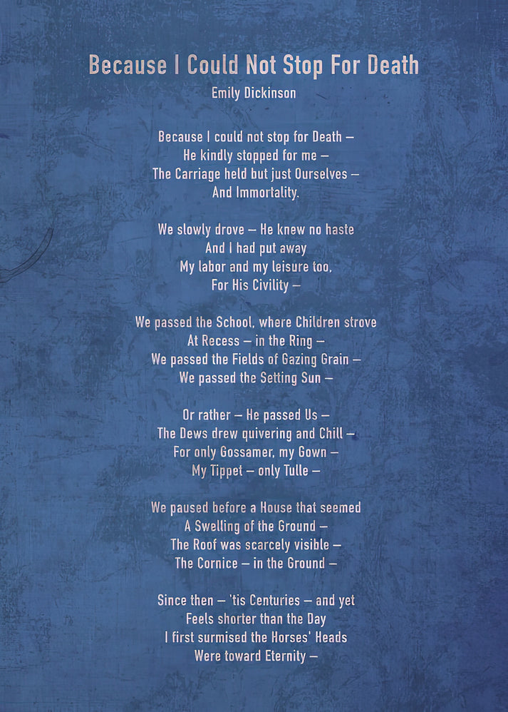 Because I Could Not Stop For Death by Emily Dickinson Poem Art Print | RedKalion