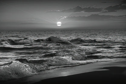 Black and White Sunset Art Print | Horizontal Lake Michigan Fine Art Print | RedKalion