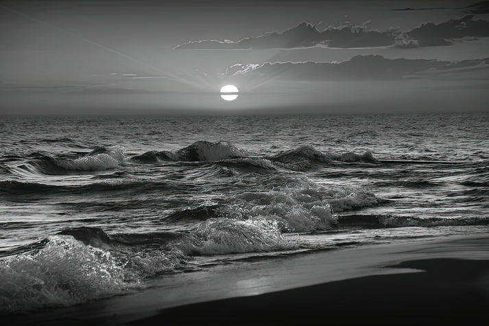 Black and White Sunset Art Print | Horizontal Lake Michigan Fine Art Print | RedKalion
