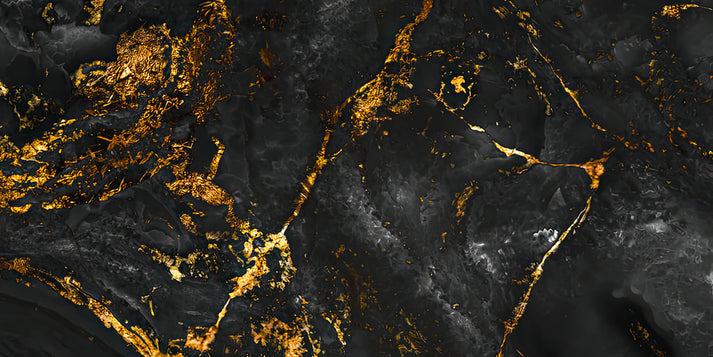 Black and Yellow Marble Art Print | Premium Fine Art Print | RedKalion