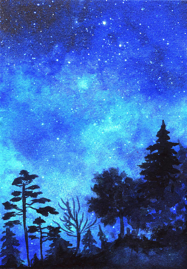 Blue Paintings: Fine Art Print of Sky Night Blue Painting | RedKalion