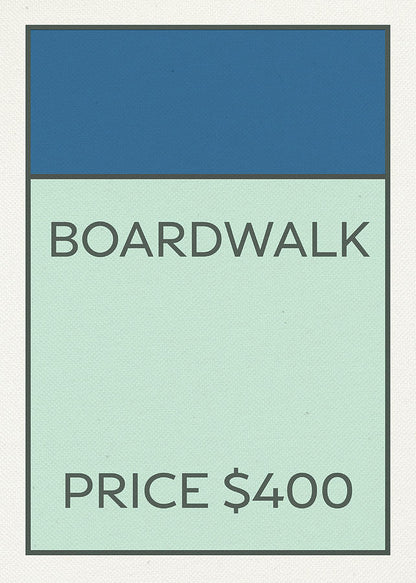 Boardwalk Monopoly Card Art Print | Vintage Game Theme | RedKalion