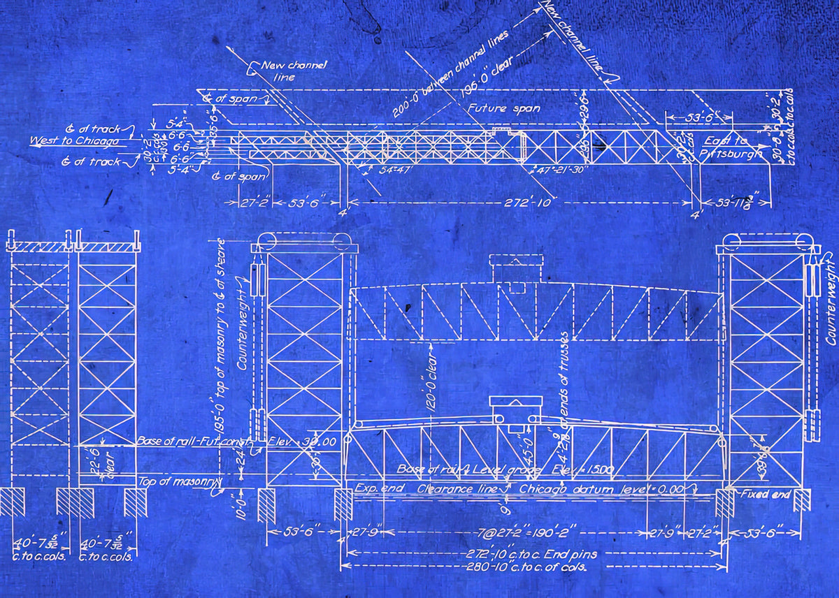 Bridge Blueprints Art Print: Canal Street Railroad Bridge Pennsylvania | RedKalion