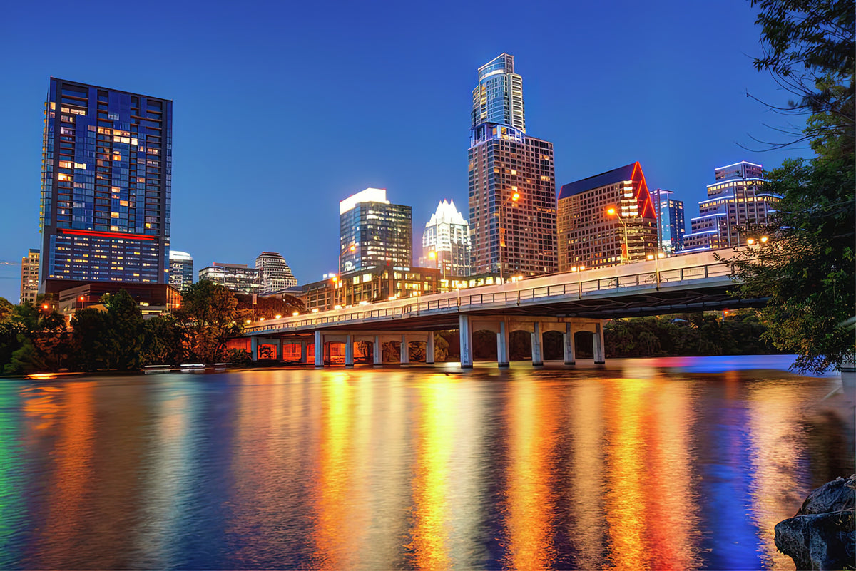 Bridge at Austin City Lights Art Print | Premium Fine Art Print | RedKalion