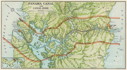 Central America Map Panama Canal Art Print | RedKalion