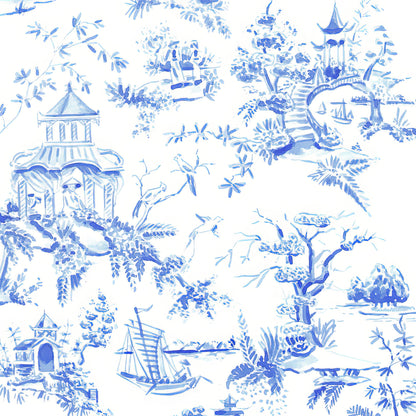 Chinoiserie Print of a Blue Pagoda | Fine Art Print | RedKalion