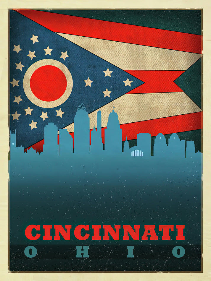 Cincinnati Ohio Flag Art Print | Premium Fine Art Print | RedKalion