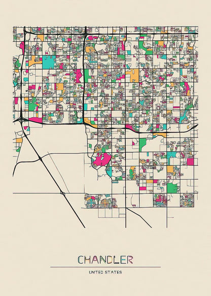 City Map of Chandler AZ Art Print | Premium Cartographic Art | RedKalion