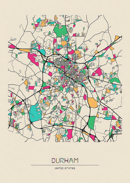 City Map of Durham NC Art Print | Premium Historical Cartography | RedKalion