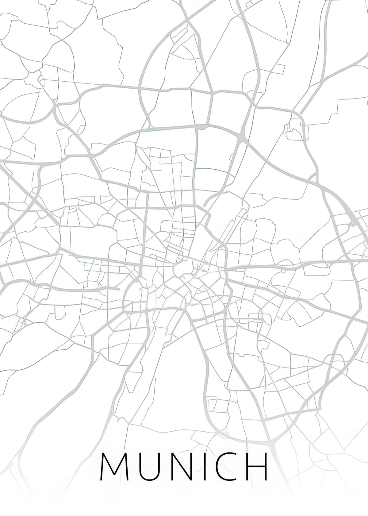 City Map of Munich Germany Art Print | Black & White Street Series | RedKalion