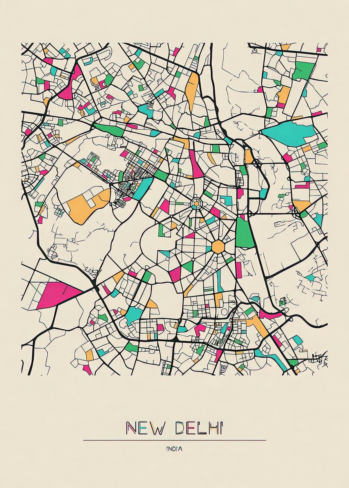 City Map of New Delhi India Art Print | RedKalion
