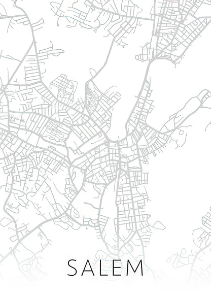 City Map of Salem Oregon Art Print | Black and White Street Series | RedKalion