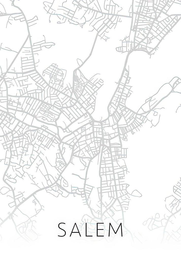 City Map of Salem Oregon Art Print | Black and White Street Series | RedKalion