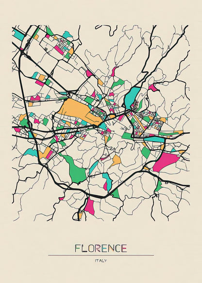 City of Florence Italy Map Art Print | RedKalion