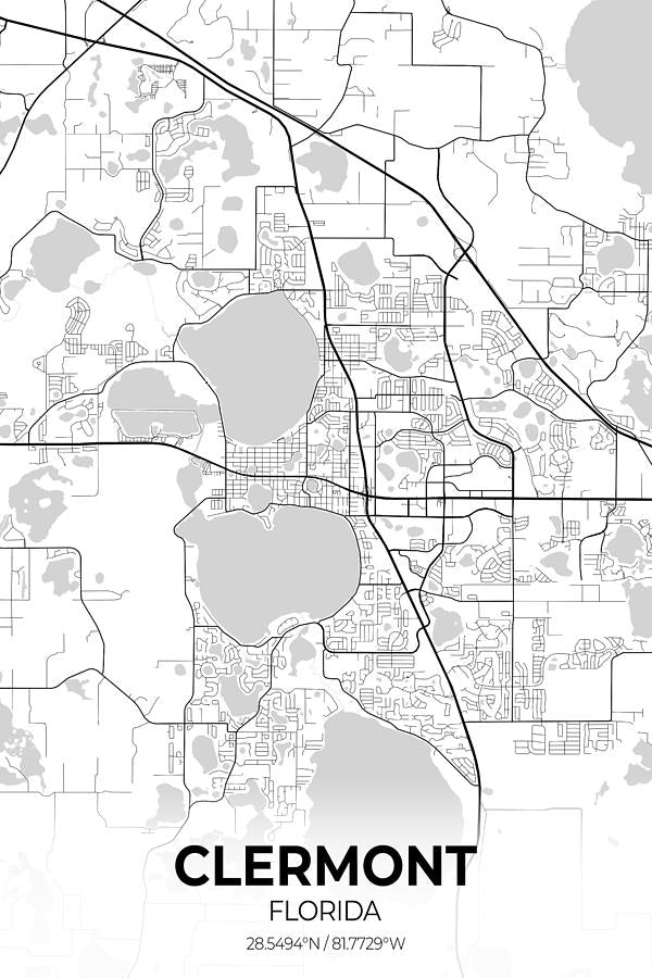 Clermont Florida Map Art Print | Vintage Cartography Style | RedKalion