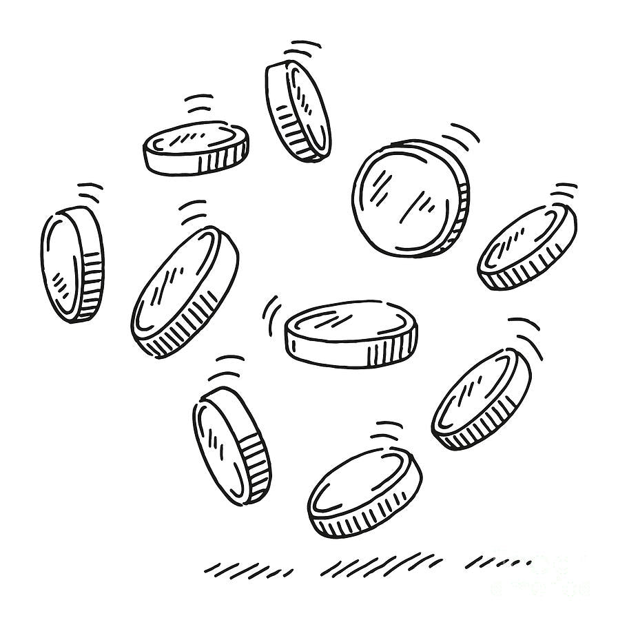 Coins Drawing Art Print | Museum-Quality Fine Art Print | RedKalion