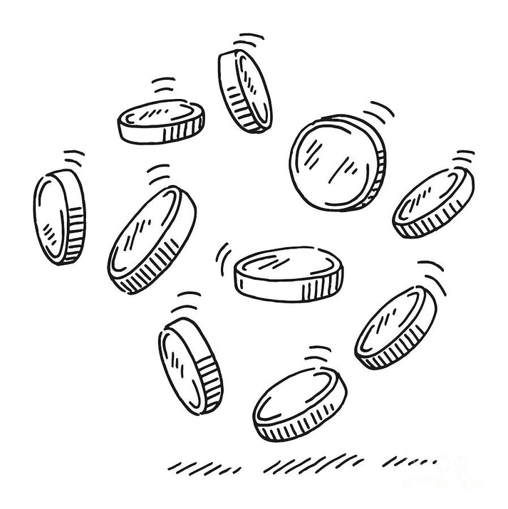 Coins Drawing Art Print | Museum-Quality Fine Art Print | RedKalion