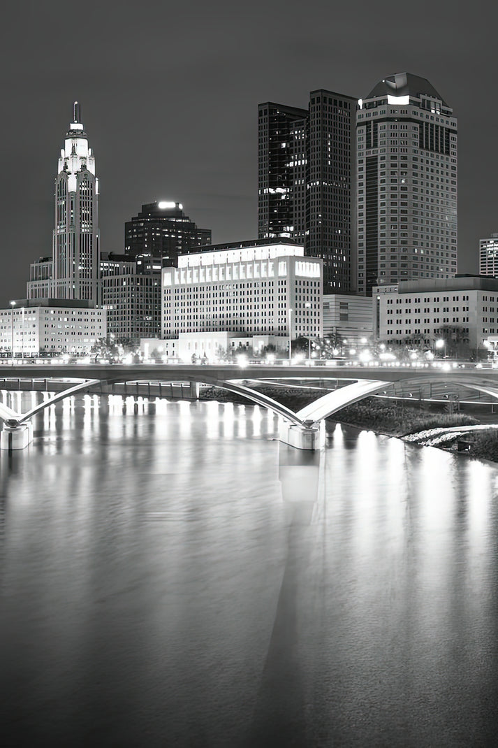 Columbus City Skyline Art Print | Black & White Fine Art Print | RedKalion