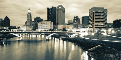 Columbus City Skyline Art Print | Sepia Edition Panorama | RedKalion
