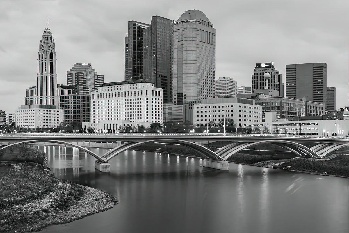 Columbus Skyline Art Print | Black & White Fine Art Print | RedKalion