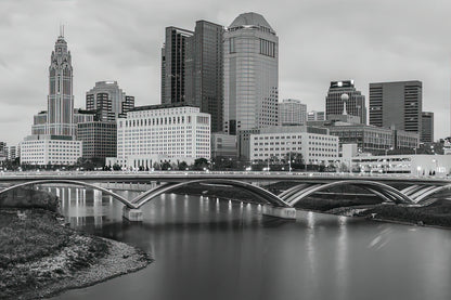 Columbus Skyline Art Print | Black & White Fine Art Print | RedKalion
