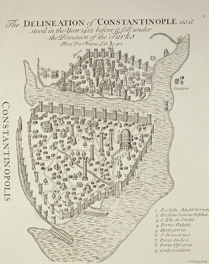 Constantinople Drawing Map of 1422 | Premium Art Print | RedKalion