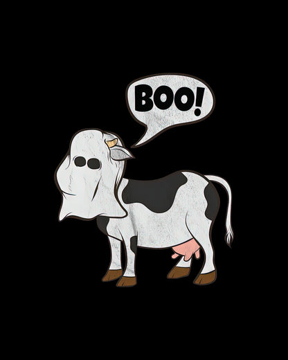 Cow Ghost Art Print | Funny Halloween Cow Ghost Costume Fine Art Print | RedKalion