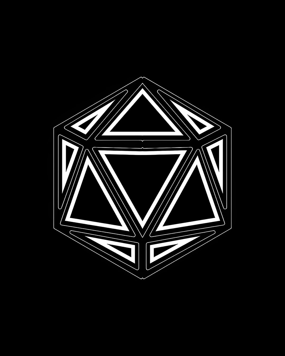 D20 Outline Art Print | Premium Geometric Fine Art Print | RedKalion