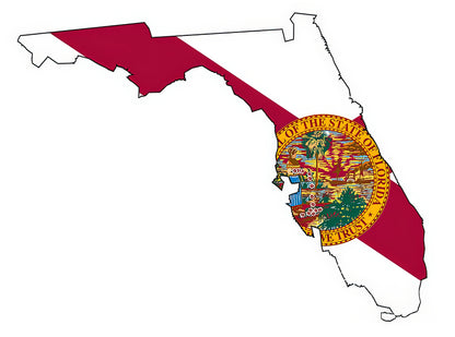 Florida State Outline Map and Flag Fine Art Print | RedKalion