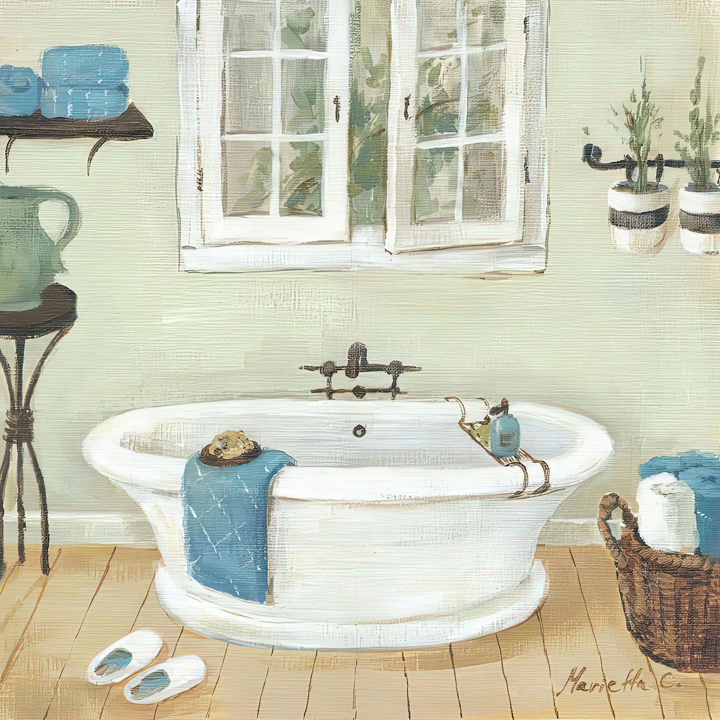 French Country Bathroom II Art Print | RedKalion