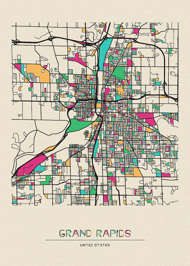 Grand Rapids City Map Art Print | Premium Cartography | RedKalion