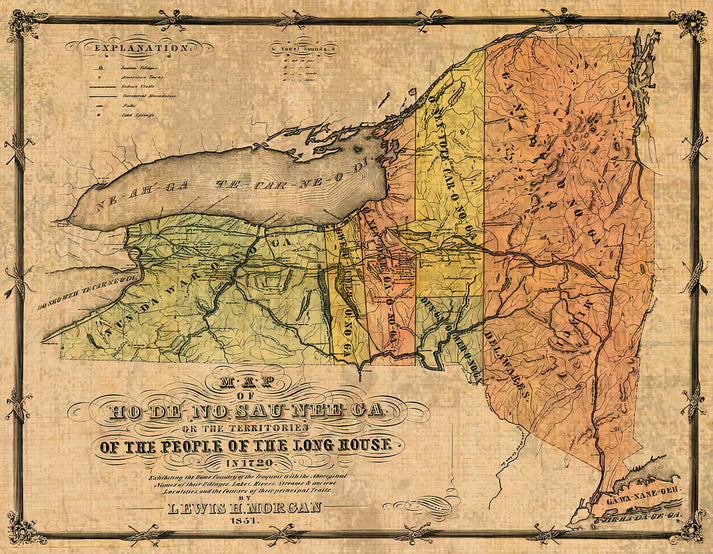 Iroquois Tribe Map: 1720 New York State Territories & Landmarks Art Print | RedKalion