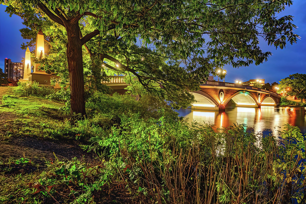 John W. Weeks Footbridge Art Print | Harvard University Bridge at Dusk | RedKalion
